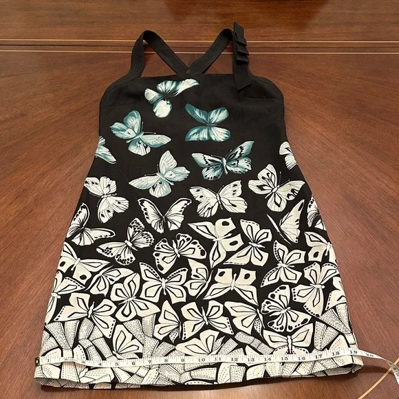 Versace Butterfly Print Bodycon Dress Black White Sleeveless Designer - Picture 10 of 16